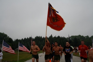 Marines from 2/4 - yes, they ran 4 miles with that flag. 